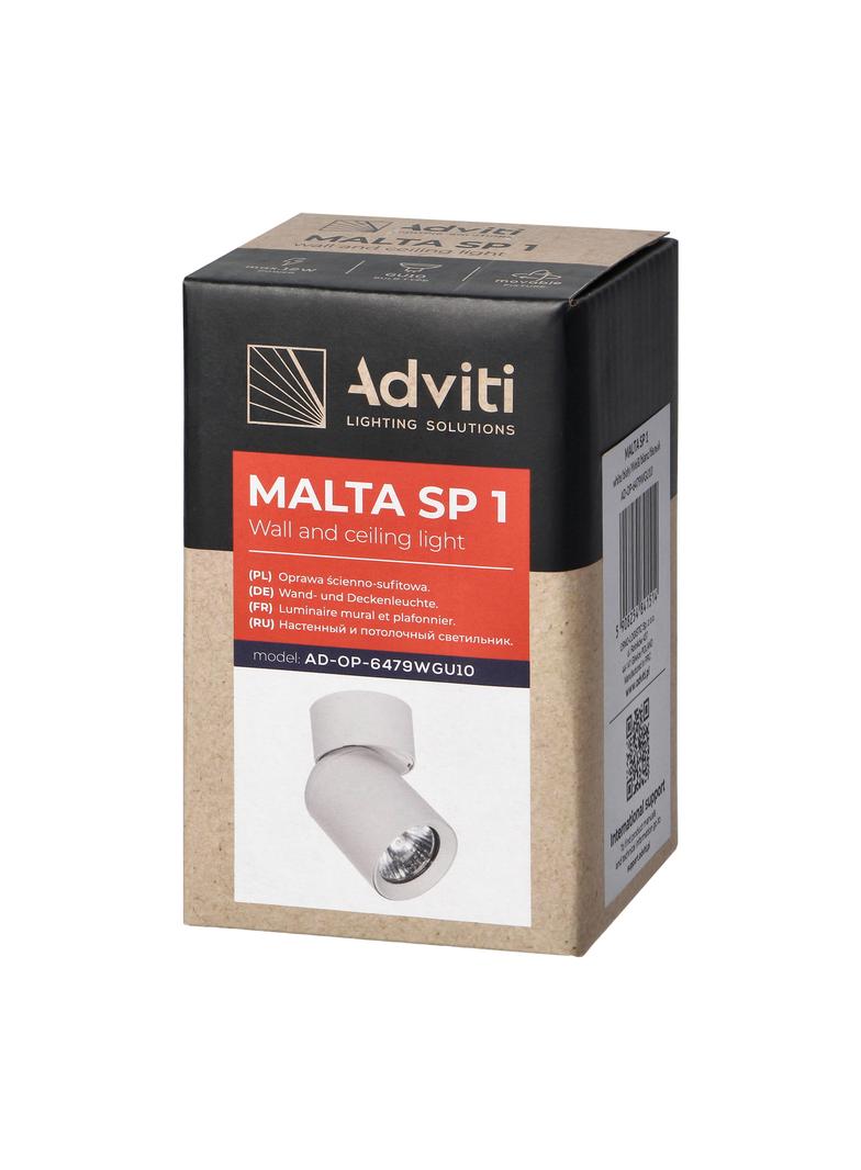 Oprawa ścienno-sufitowa MALTA SP 1 GU10 max. 12W IP20 biała AD-OP-6479WGU10 ORNO