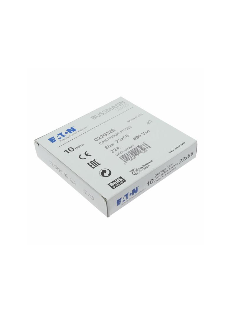 C22G32S Wkładka cylindryczna z wybijakiem 22x58 32A GG 690V AC C22G32S EATON