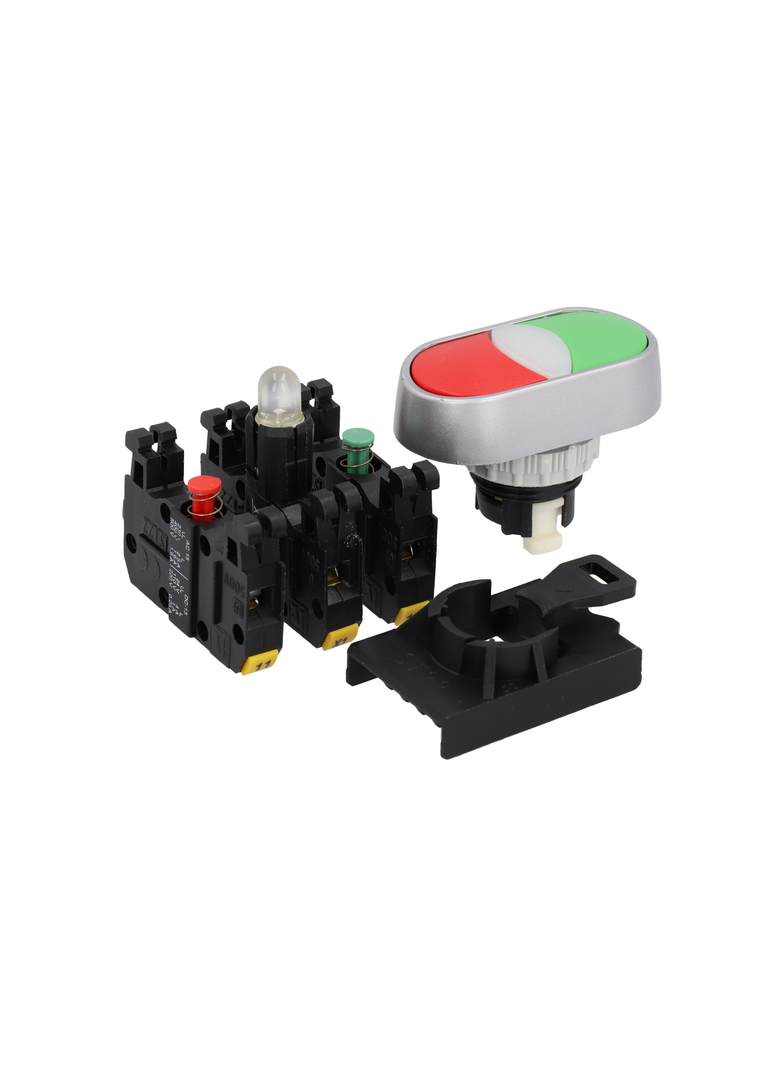 3-POŁ ŁĄCZNIK POKR BIAŁ.2ZW PODŚW. PODŚW.24V AC/DC PIERŚCIEŃ NIKLOWANY