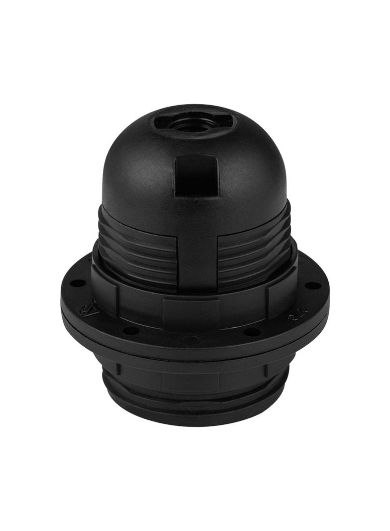 Oprawka gwintowana E-27 z podwójnym kołnierzem czarna