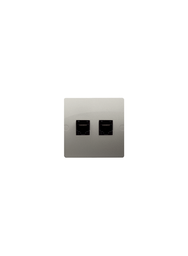 Simon Basic Gniazdo komputerowe RJ45 kat.5e + telefoniczne RJ11 . Montaż gniazda na wkręty do puszki satynowy BMF5T.02/29 KONTAKT
