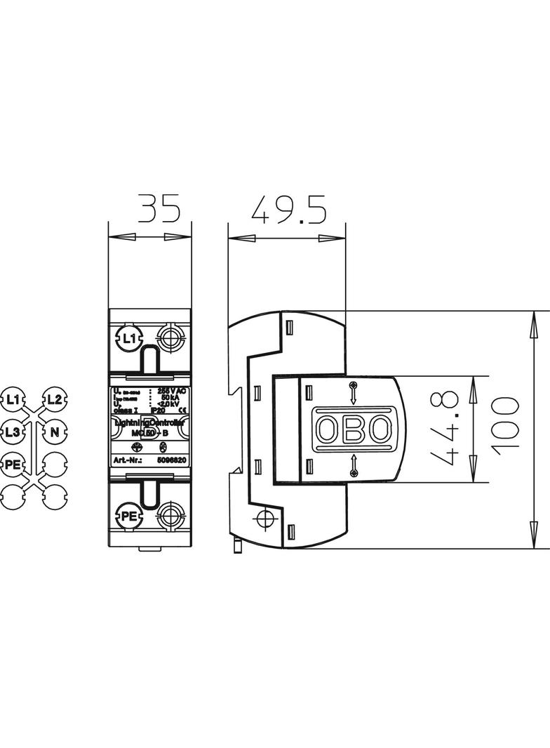 MC 50-B VDE, LIGHTNINGCONTROLLER, UC 255 V