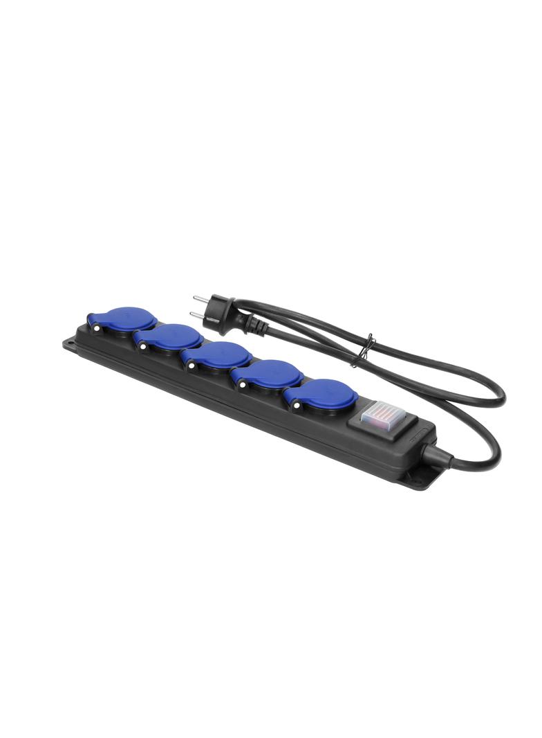 Przedłużacz warsztatowy bryzgoszczelny z wyłącznikiem, 5 gniazd 2P+Z, IP44, przewód gumowy, H05RR-F