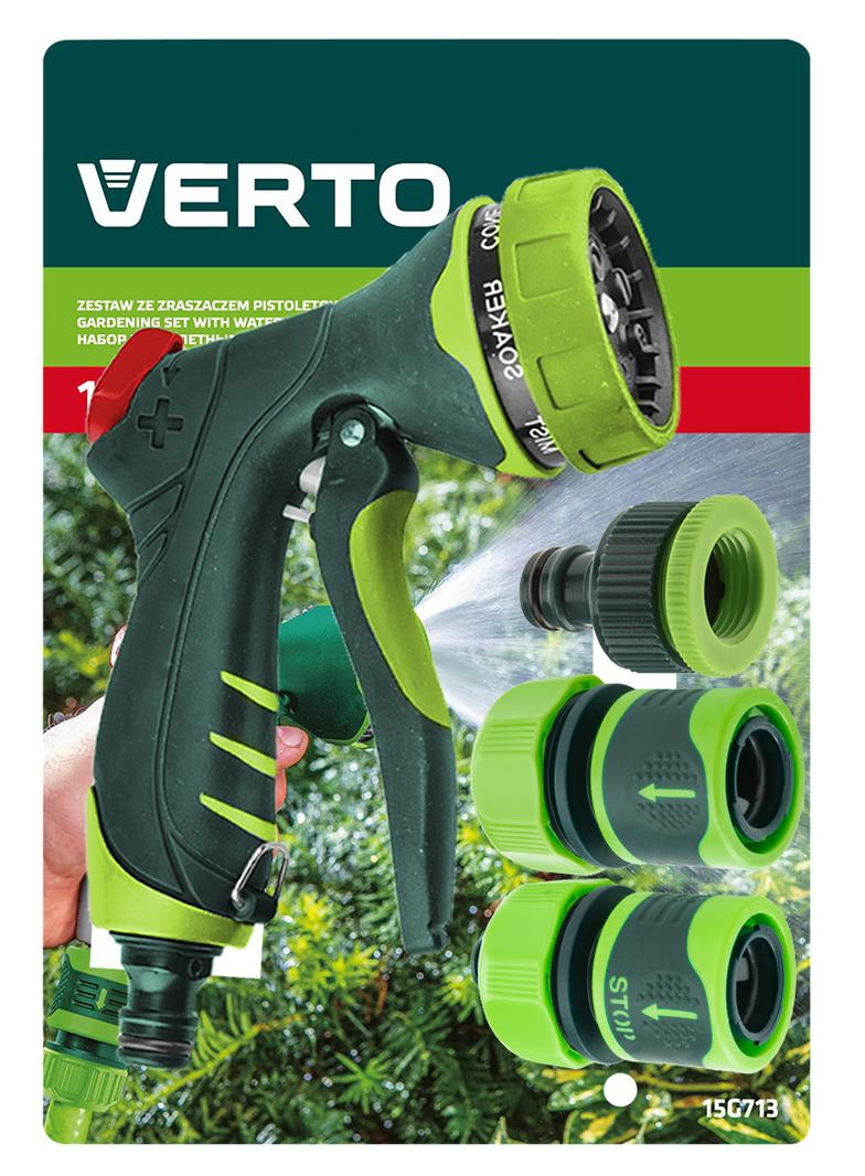 Zestaw z pistoletem zraszającym, złączkami, przyłączem do kranu 1/2"