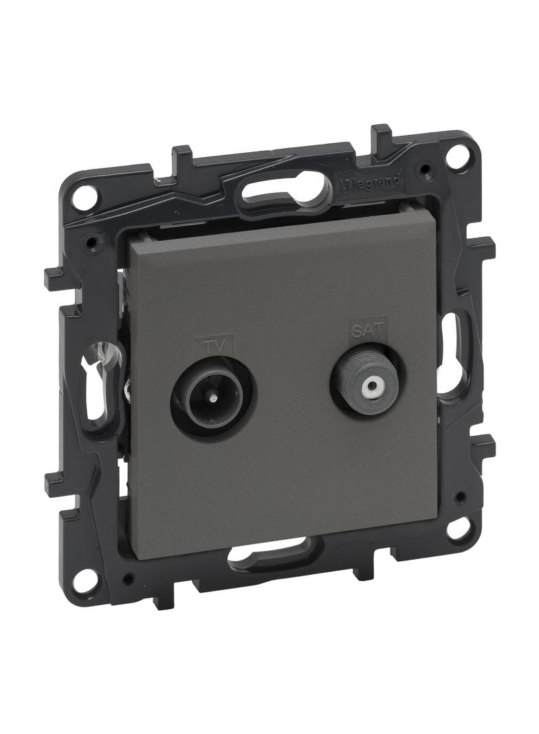 Niloe Step - gniazdo TV-SAT końcowe do instalacji typu gwiazda, 2 przewody, 1,5 dB- kolor stalowy, L