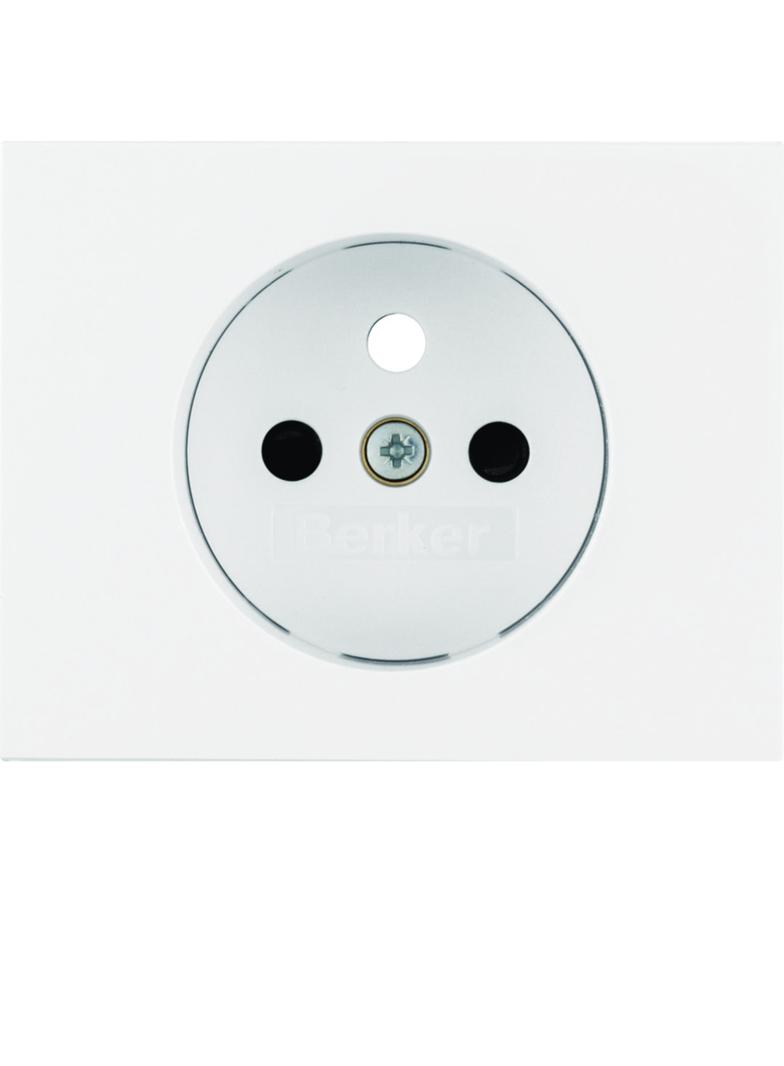 BERKER K.1 Płytka czołowa z przysłonami styków do gniazda z uziemieniem biały 3965757009 HAGER