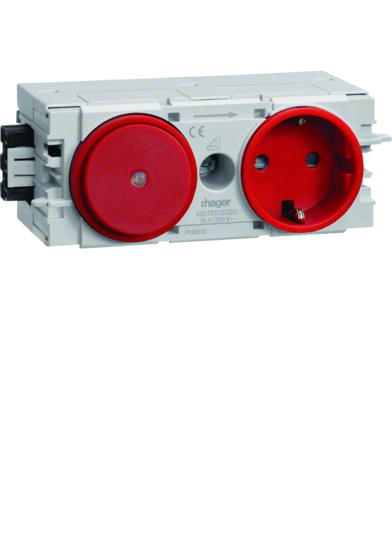 tehalit.WA Gniazdo SCHUKO z przełącz. WAGO C-profil czerwony GS11003020 HAGER
