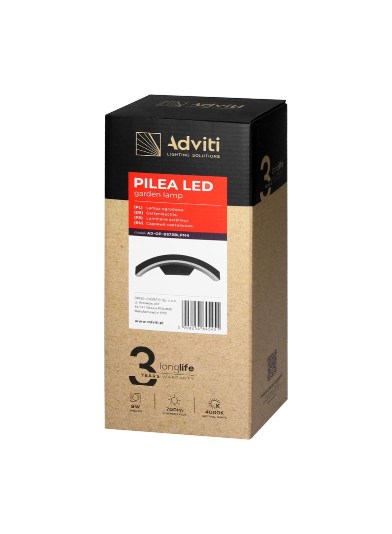 PILEA LED 9W, lampa ogrodowa, 700lm, IP54, 4000K, czarna