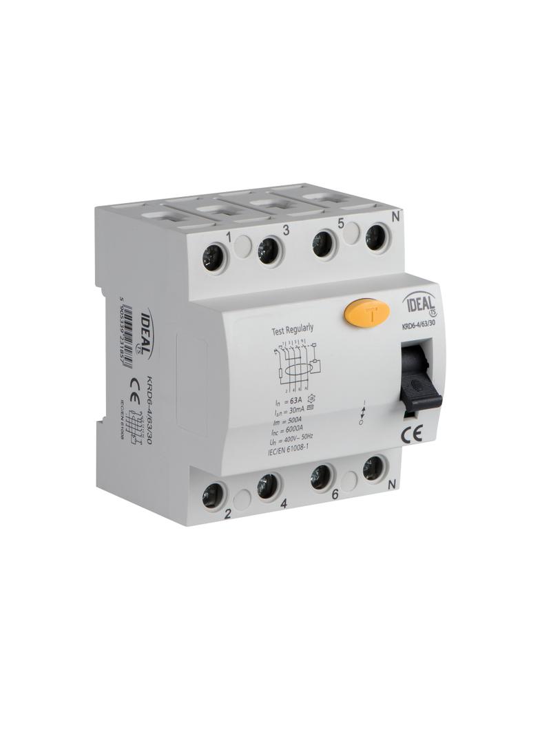 Wyłącznik różnicowoprądowy KRD6-4/63/30 3P+N 63A 30mA Typ AC 23185 KANLUX