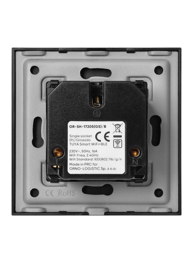 Gniazdo pojedyncze Tuya Smart Wi-Fi, Schuko, czarne OR-SH-17205(GS)/B ORNO