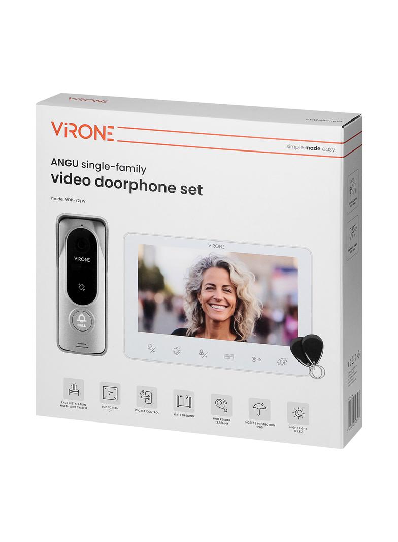 ANGU, zestaw wideodomofonowy 4-żyłowy, bezsłuchawkowy, monitor 7" LCD, z kamerą 800TVL, z czytnikiem