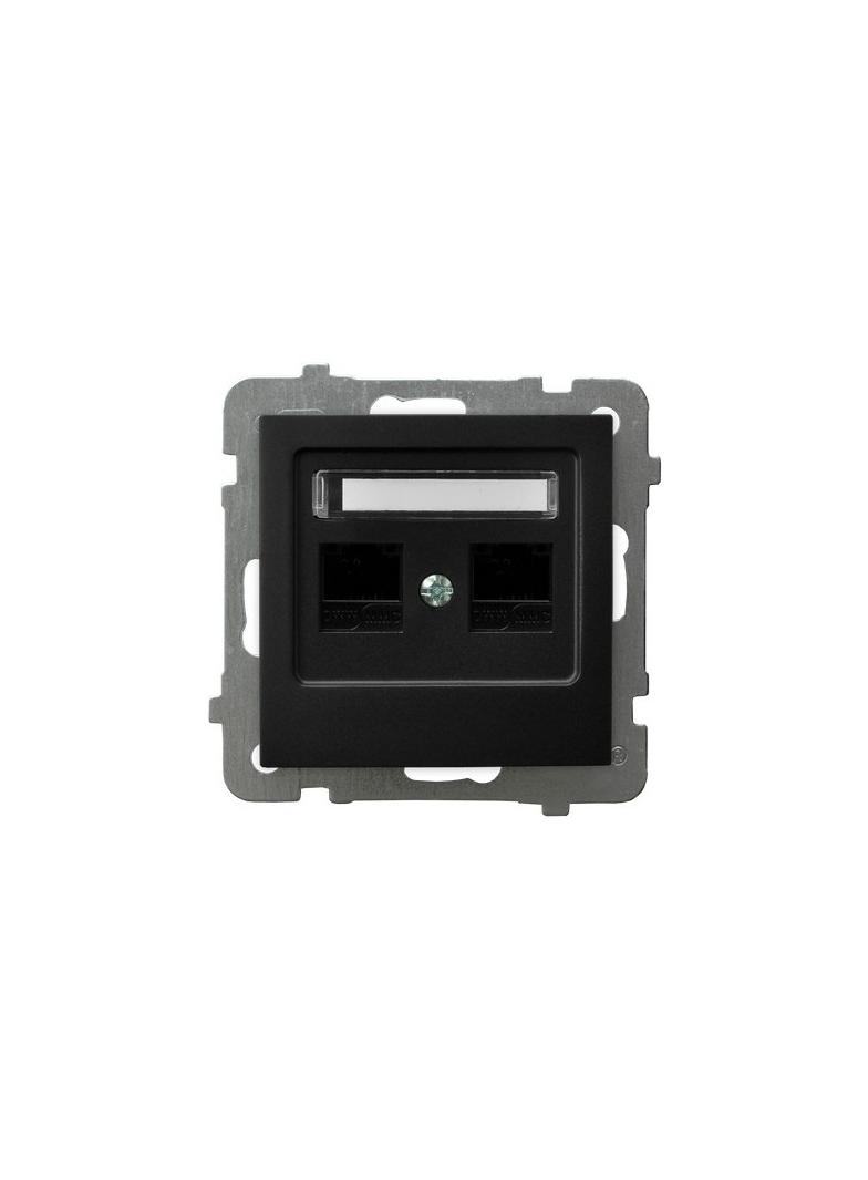 AS Gniazdo komputerowe podwójne, kat. 5e MMC - kolor czarny metalik