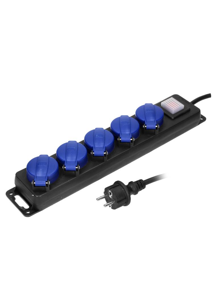 Przedłużacz warsztatowy bryzgoszczelny z wyłącznikiem 5 gniazd (schuko) IP44 przewód gumowy OR-AE-13