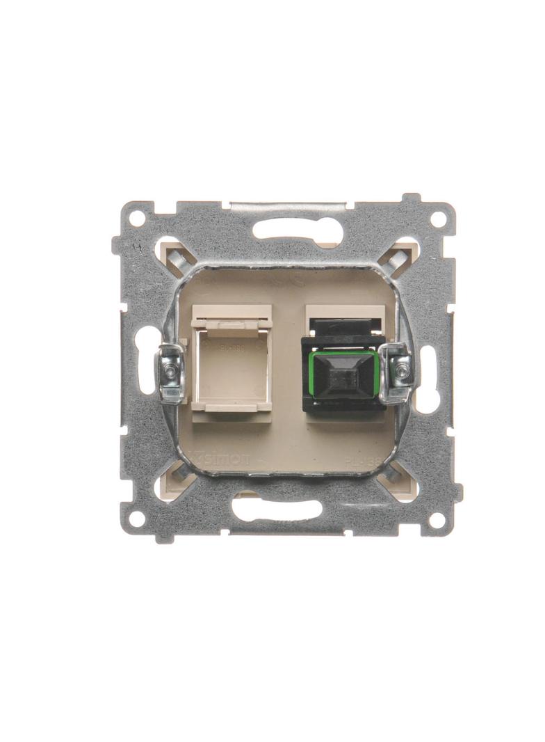 Simon 54 Gniazdo światłowodowe / optyczne pojedyncze SC/APC kremowy