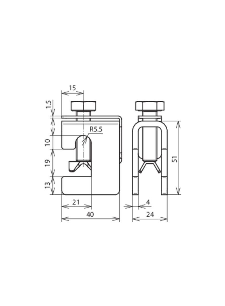 Zacisk krawędziowy 5-18 mm, do drutu 6-10 mm, St/tZn