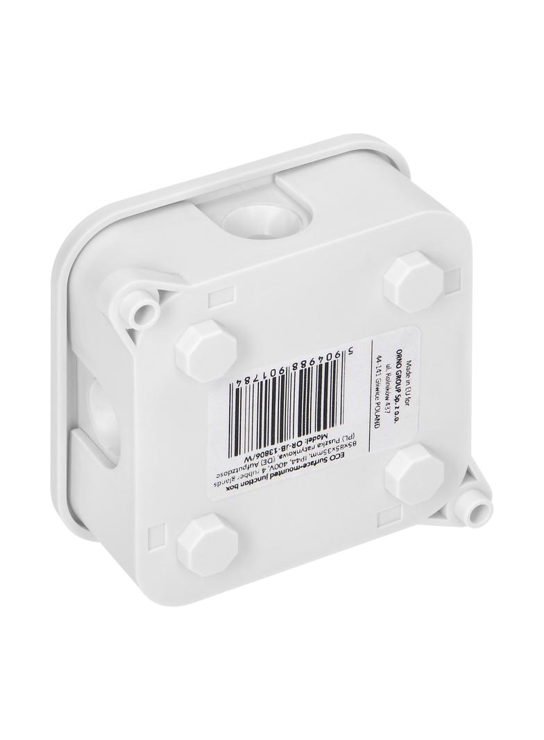Puszka n/t ECO IP44 400V 4 dławnice gumowe 85x85x35mm biały 60 szt. OR-JB-13806/W/60 ORNO