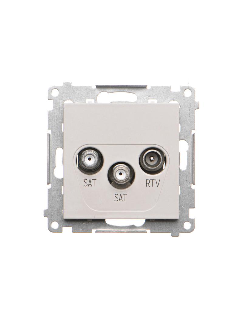 Simon 55 Gniazdo antenowe satelitarne podwójne SAT-SAT-RTV 2x Wejście: 5 MHz÷2,4 GHz Jasnoszary mat TASK2.01/114 KONTAKT