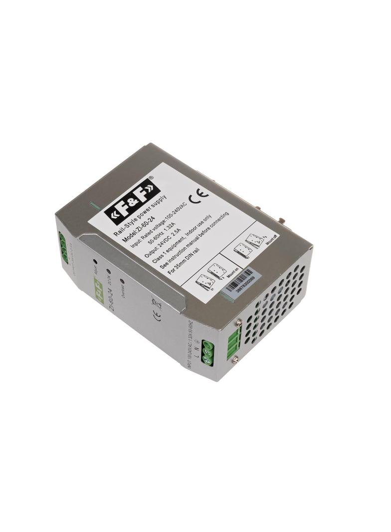 Zasialacz impulsowy przemysłowy nap. wej. 90-264V AC/120-370V DC P=60W nap. Wyj. 24V DC ZI-60-24V F&F