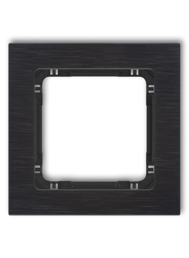 DECO Ramka uniwersalna pojedyncza - aluminium szczotkowane (ramka: czarna; spód: czarny) czarny