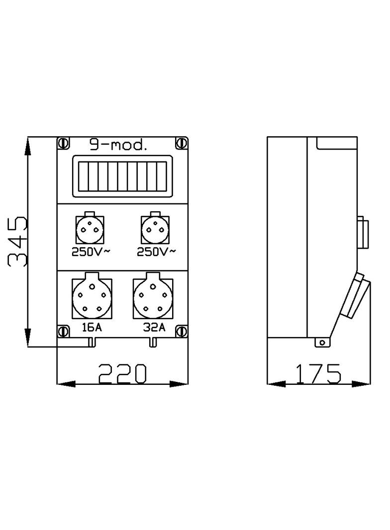 RS 9-mod. 2x2P+Z, 3P+N+Z 16A, 3P+N+Z 32A