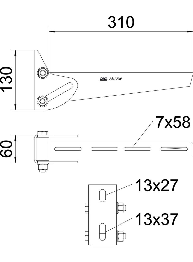 AWV/31, WSPORNIK ŚCIENNY 310MM FT