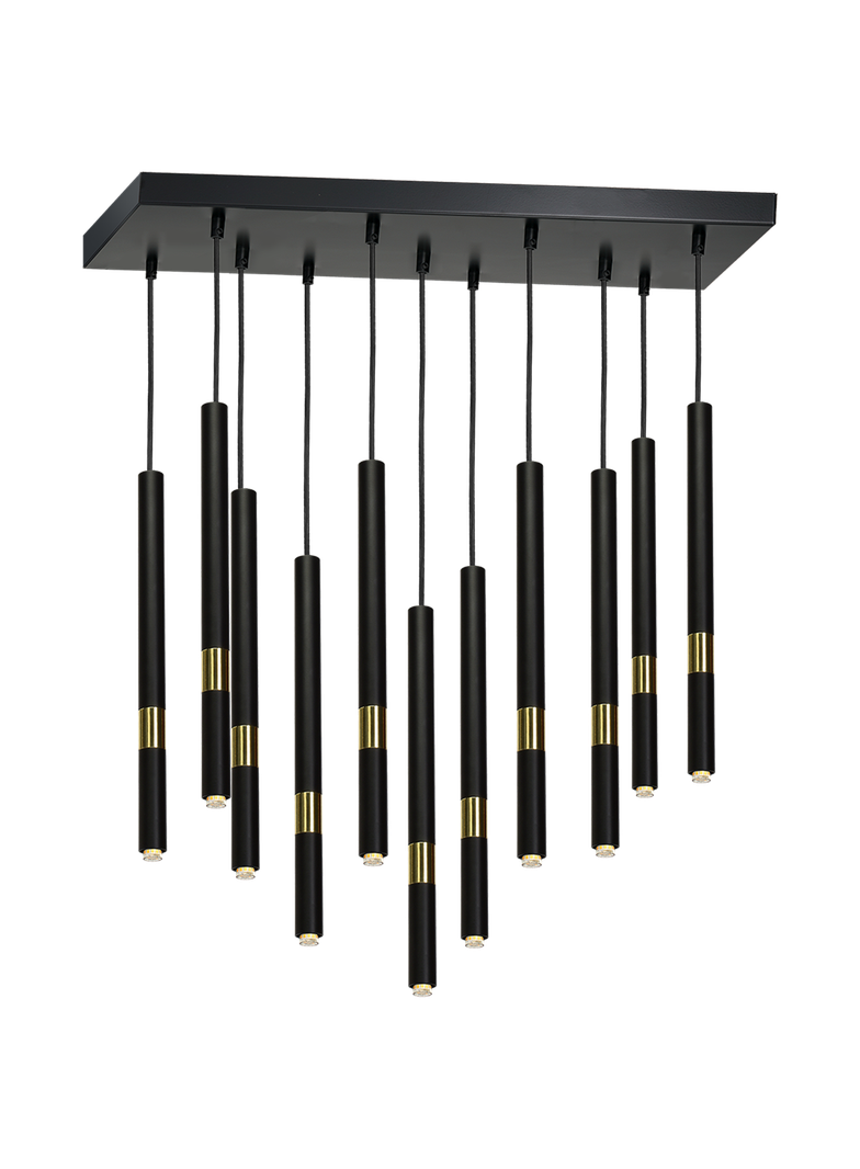 MILAGRO Lampa wisząca MONZA BLACK/GOLD 11xG9 8W