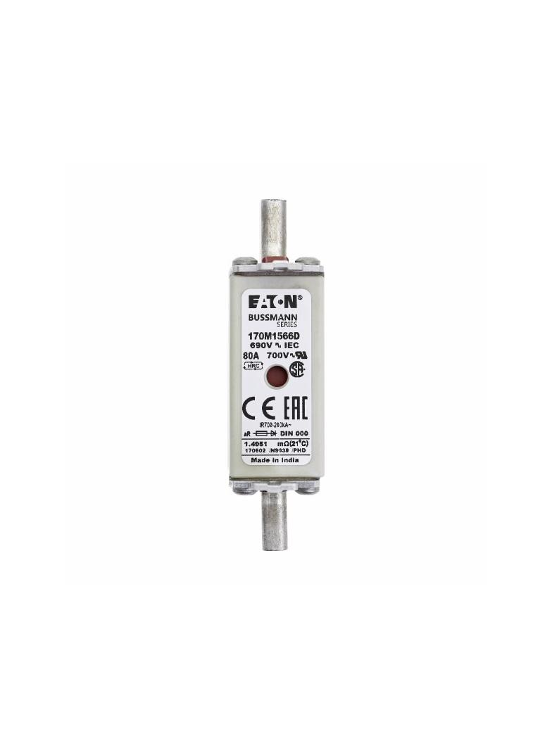 FUSE 80A 690V aR DIN 000 HSDNH Wkładka szybka 80A 690V aR DIN 000 podwójny wskaźnik 170M1566D EATON