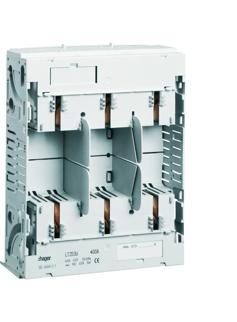 LT podstawa bezpiecz. NH2 3P 400A 690VAC szyny Cu 60mm zaciski śruba M10 LT253U HAGER