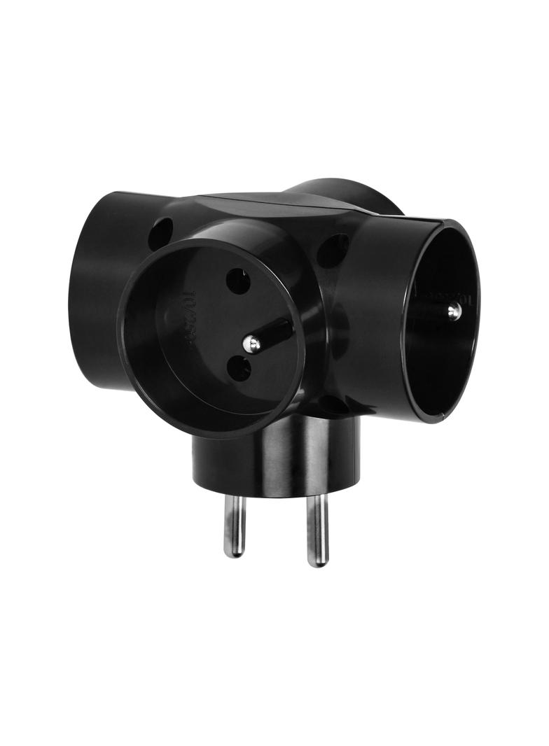 Rozgałęźnik 4x2P+Z, czarny