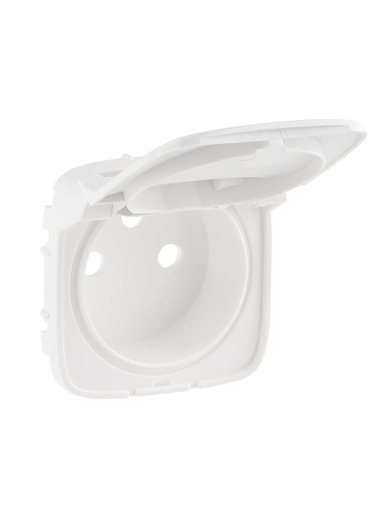 VALENA ALLURE - PLAKIETKA BIAŁA GNIAZDA POJEDYNCZEGO 2P+Z Z KLAPKĄ, Legrand