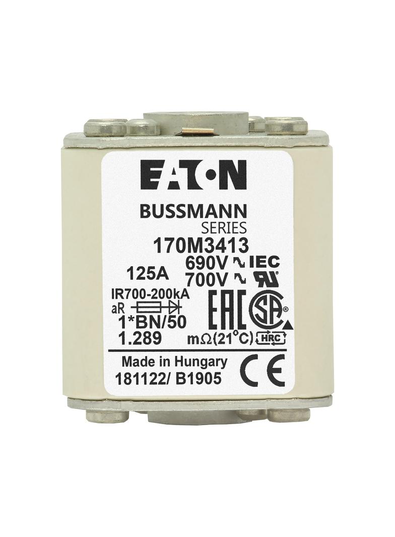 FUSE 125A 690V 1*BN/50 AR UC Wkładka szybka 125A AC 690V rozmiar 1 45x59x51 mm aR I 170M3413 EATON