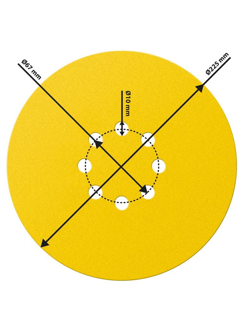 Krążki ścierne 225 mm, K120, 5 szt., z otworami