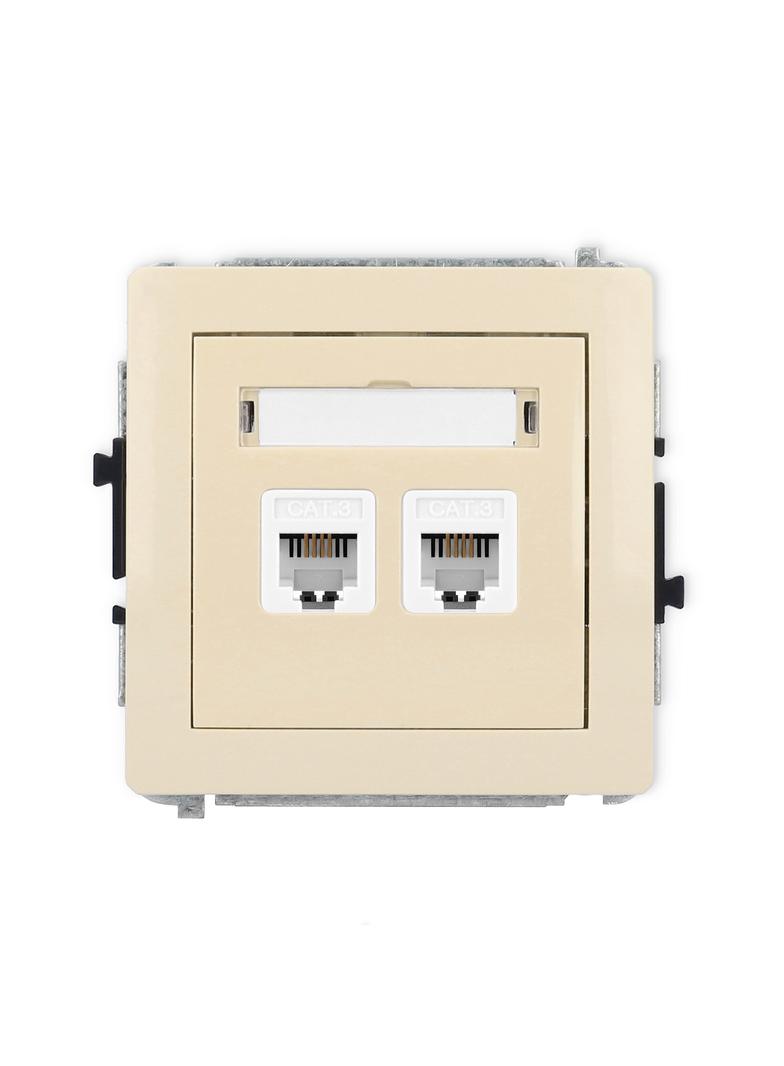 DECO Mechanizm gniazda telefonicznego podwójnego 2xRJ11, 4-stykowy, beznarzędziowe beżowy