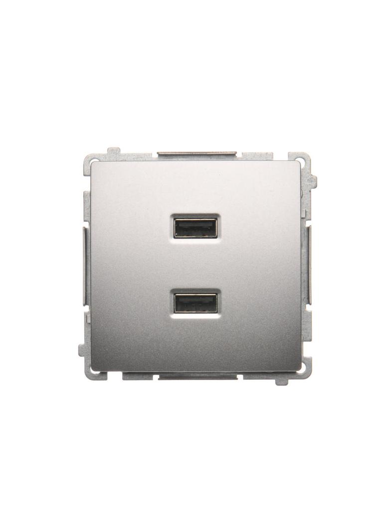 Simon Basic Ładowarka 2 x USB 2.1 A 5V DC 230V srebrny mat