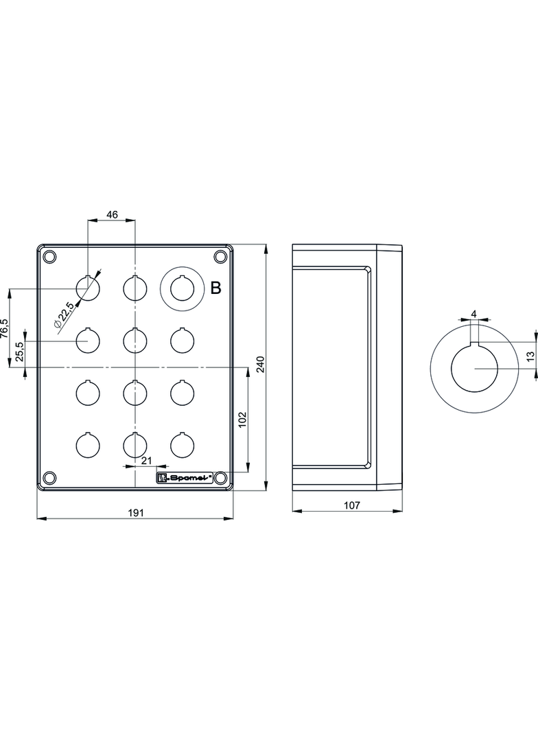 KASETA STEROWNICZA WIELOOTWOROWA PUSTA - 12 OTWORÓW