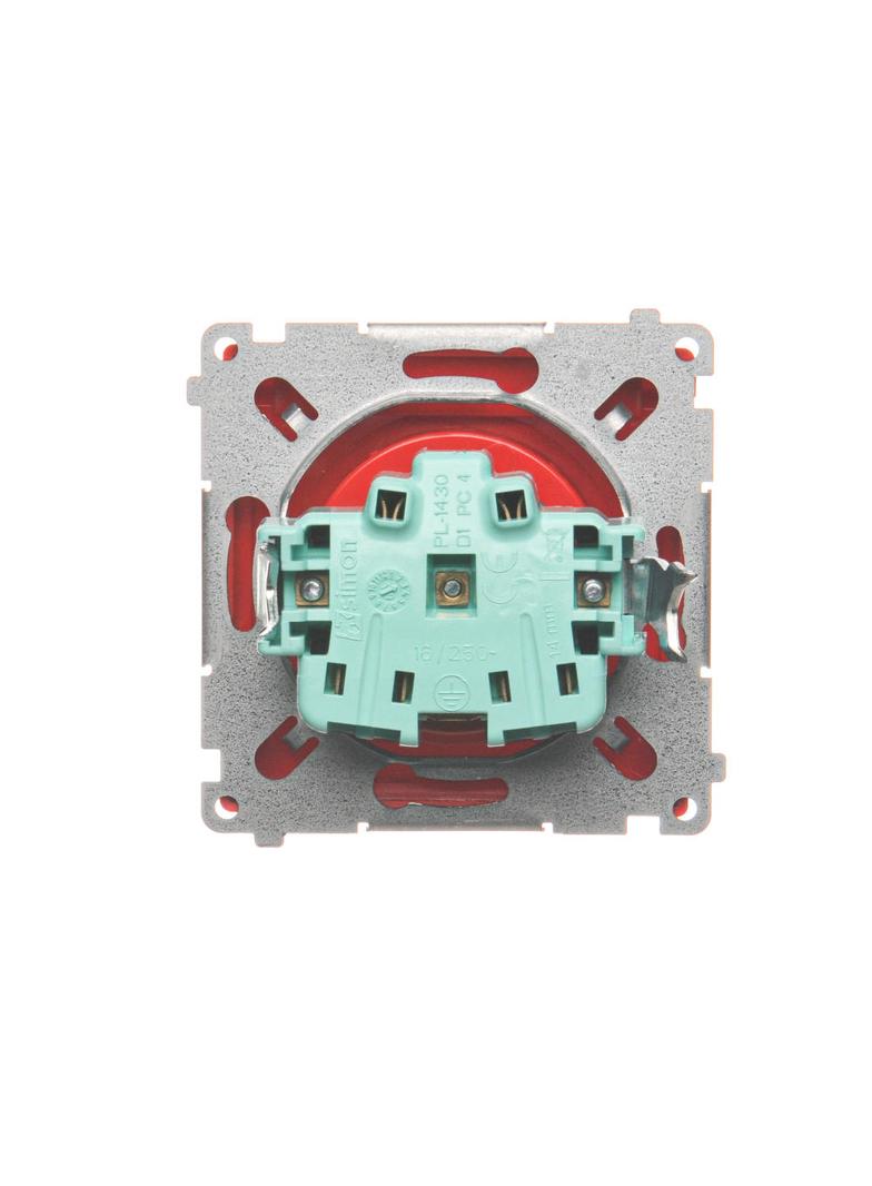 Simon Basic Gniazdo wtyczkowe z uziemieniem z przesł. torów prądowych bryzgoszczelne IP44 16A 250V zaciski śrubowe klapka transp. czerwone BMGZ1BZ.01/22A BMGZ1Bz.01/22a KONTAKT