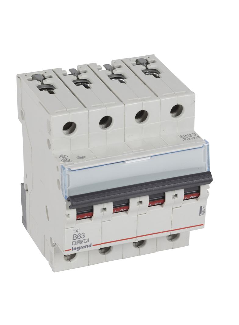 WYŁĄCZNIK NADPRĄDOWY S 304 4P B 63A 6000A SERII TX3, Legrand