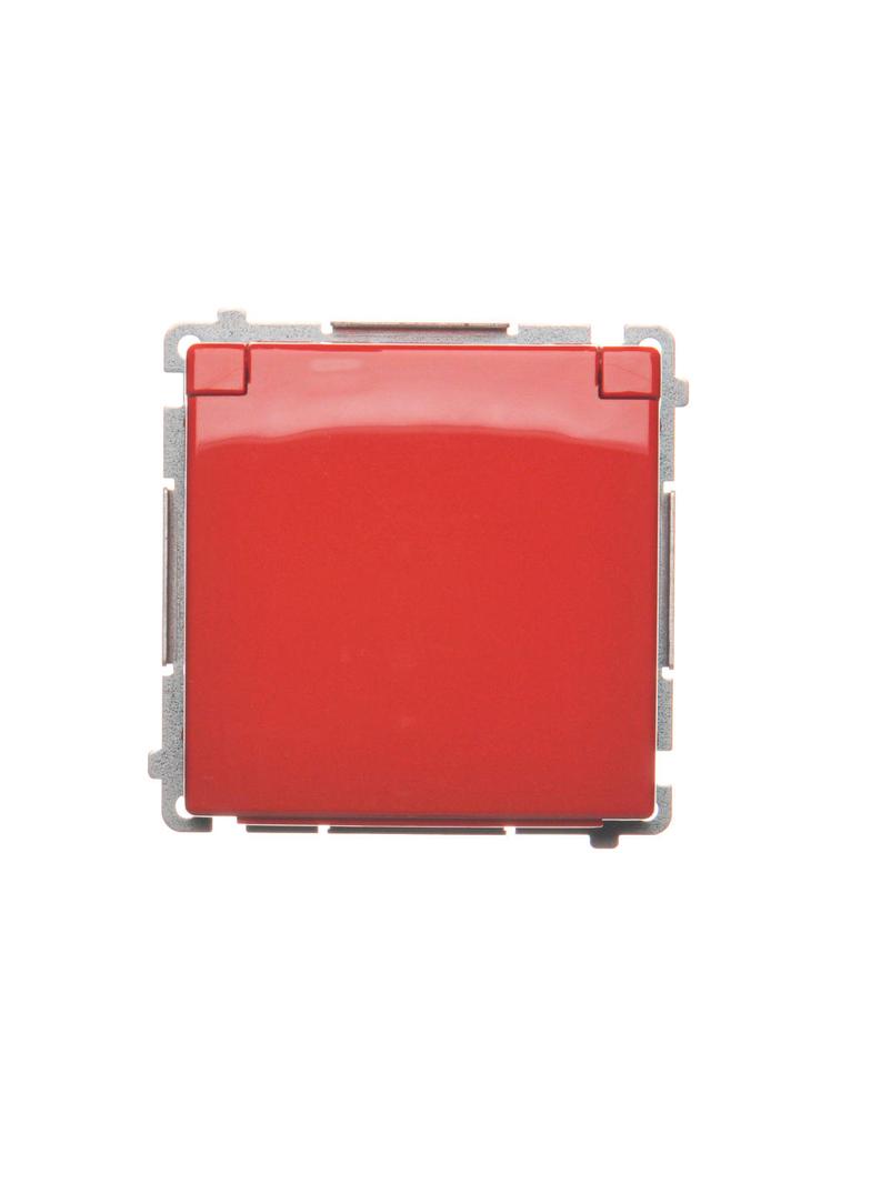 Simon Basic Gniazdo wtyczkowe z uziemieniem z przesłonami torów prądowych bryzgoszczelne IP44 16A 250V zaciski śrubowe czerwone BMGZ1BZ.01/22 BMGZ1Bz.01/22 KONTAKT