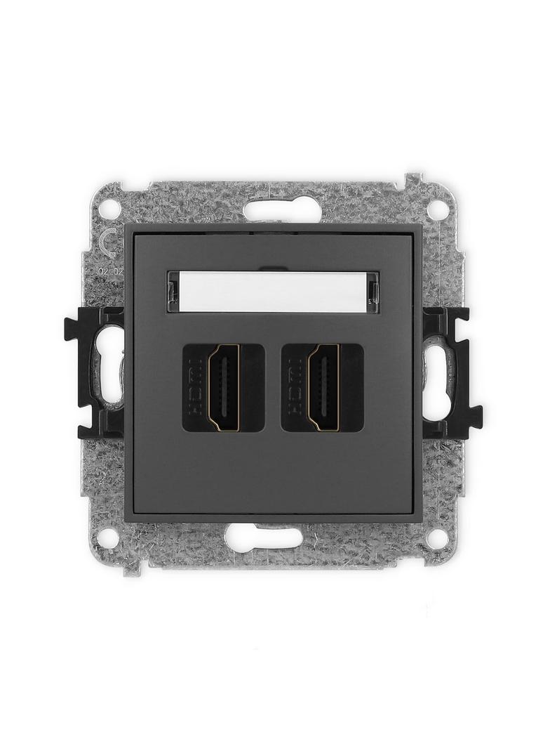 ICON Mechanizm gniazda podwójnego HDMI 2.0 grafitowy mat