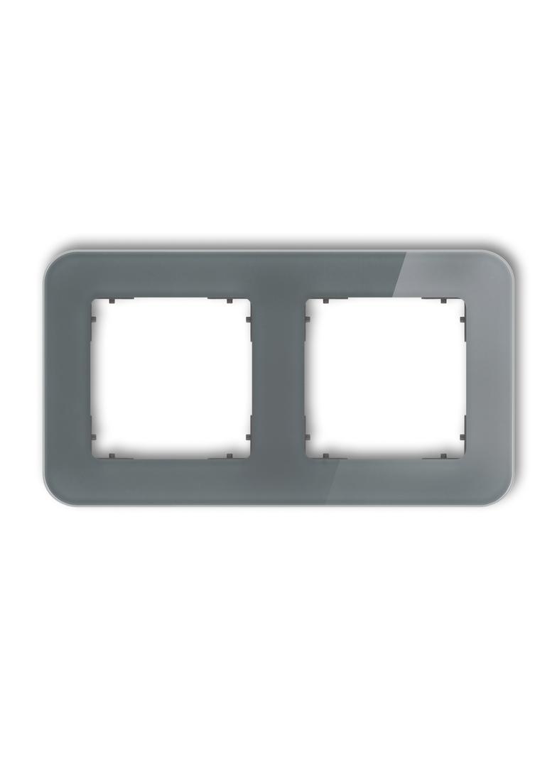 ICON Ramka uniwersalna podwójna zaokrąglona - efekt szkła (ramka: grafitowa; spód: grafitowy mat) gr