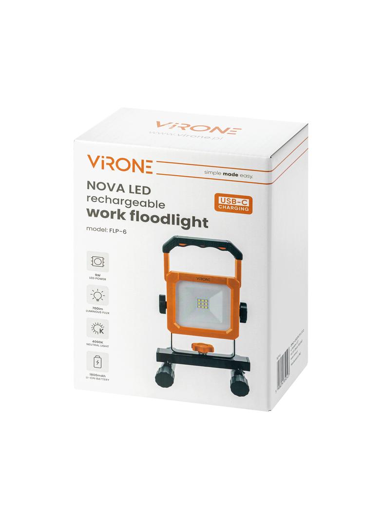 Naświetlacz przenośny z akumulatorem NOVA LED 9W 700lm IP54 4000K 1800mAh FLP-6 ORNO