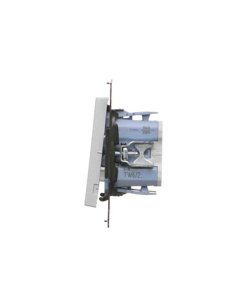 Simon 55 Łącznik schodowy podwójny bez piktogramu szybkozłączka Aluminium mat TW6/2.01/X/143 KONTAKT