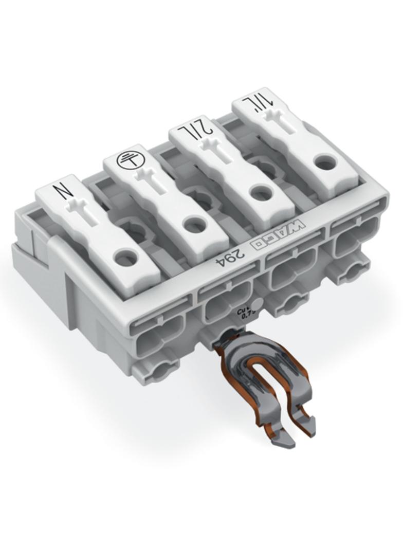 złączka zasilająca 4-biegunowa ze stopkami ze styk. PE