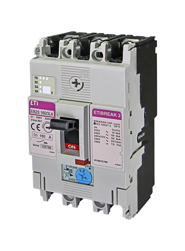 Wyłącznik mocy 25kA wyzw. TM (regulacja termiczna) EB2S 160/3SA 100A 3P 004671903 ETI