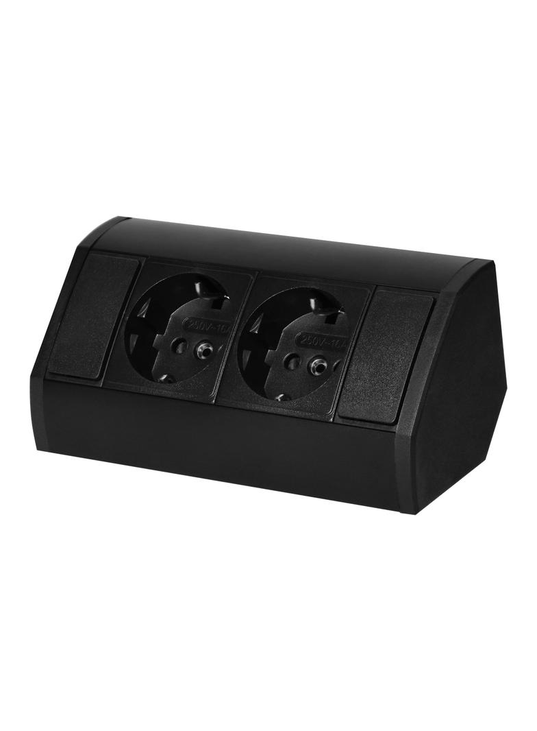 Gniazdo meblowe 2x2P+Z (Schuko), czarne