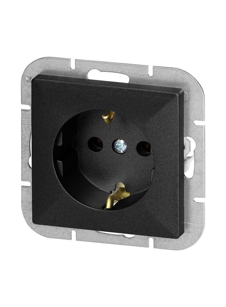 Gniazdo pojedyncze podtynkowe 2P+Z Schuko Pearl, 16A, 250V, PT-17P, czarny OR-OE-7705(GS)/B ORNO