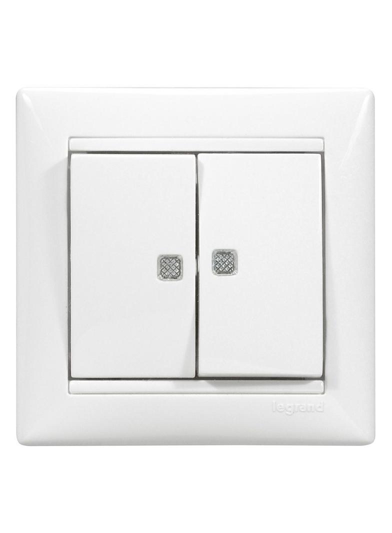 VALENA ŁĄCZNIK ŚWIECZNIKOWY Z PODWÓJNYM WSKAŹNIKIEM (2 WSKAŹNIKI) BIAŁY 10AX-250~, Legrand