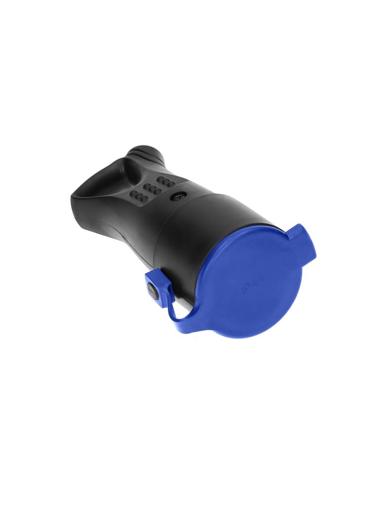 Bryzgoszczelne gniazdo gumowe 2P+Z, proste, IP44, czarne, 16A, 230V OR-AE-1370 ORNO