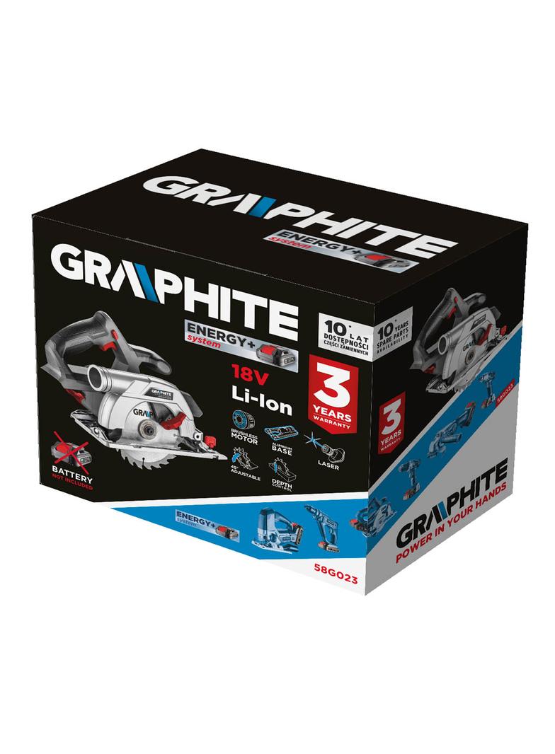 Pilarka tarczowa akumulatorowa bezszczotkowa Energy+ 18V, Li-Ion, tarcza 165 x 10 mm,bez akumulatora