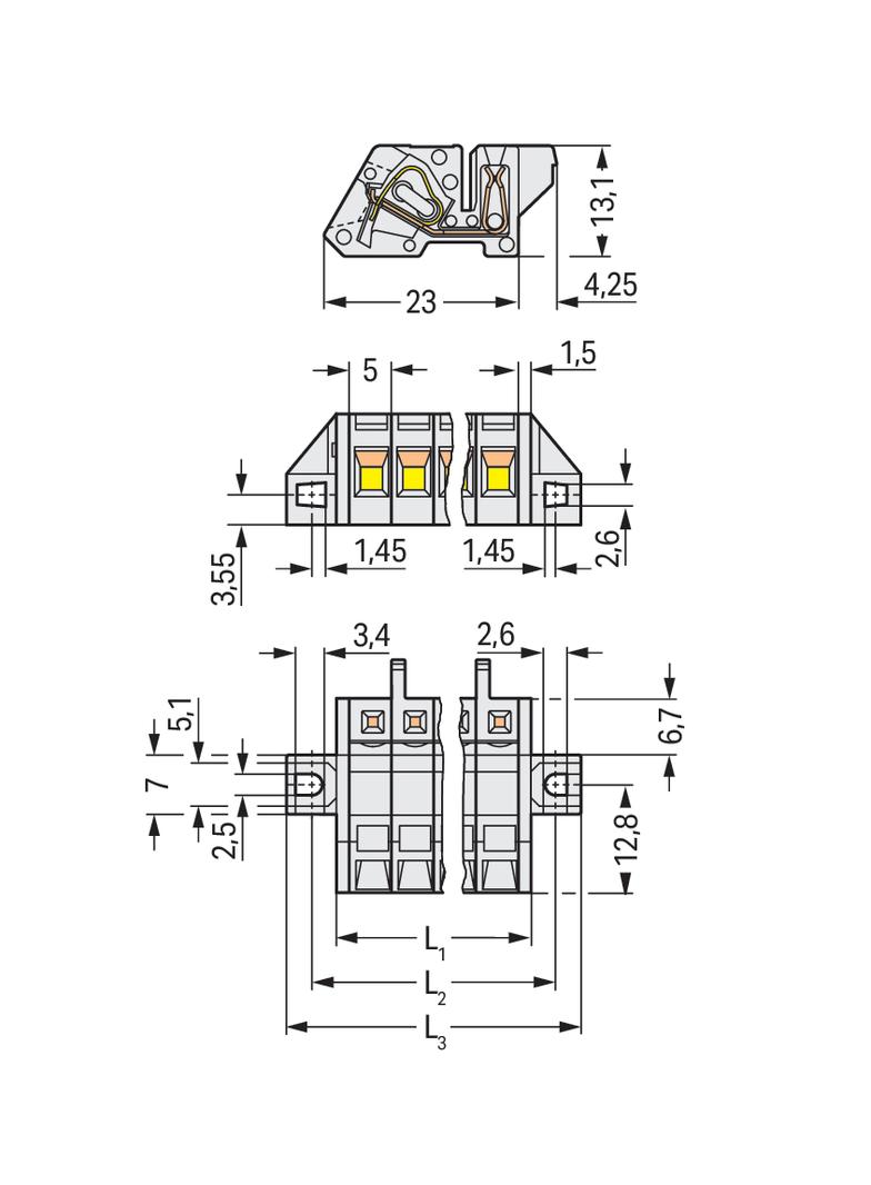 Gniazdo MCS‑MIDI Classic kątowe 16‑biegunowe jasnoszare raster 5mm 721‑316/031‑000 /10szt./ WAGO